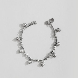 Sterling Silver Hearts Bracelet - Dainty Charm Bracelet