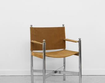 Chrome and Corduroy Arm Chair
