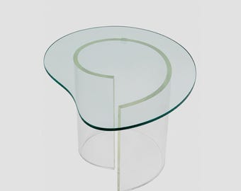 Biomorphic Lucite and Glass Side Table