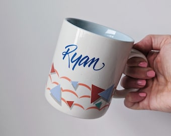 Vintage Ryan Coffee Mug: Retro Triangle Design, Contenova Korea