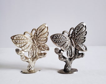 Vintage Butterfly Silver Metal Earring Holder Display