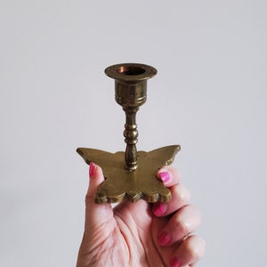 Vintage Brass Butterfly Candlestick: Solid Brass Wedding Decor