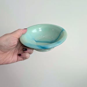Vintage 1970s AVON mint green swirl soap trinket dish, Retro Bathroom decor