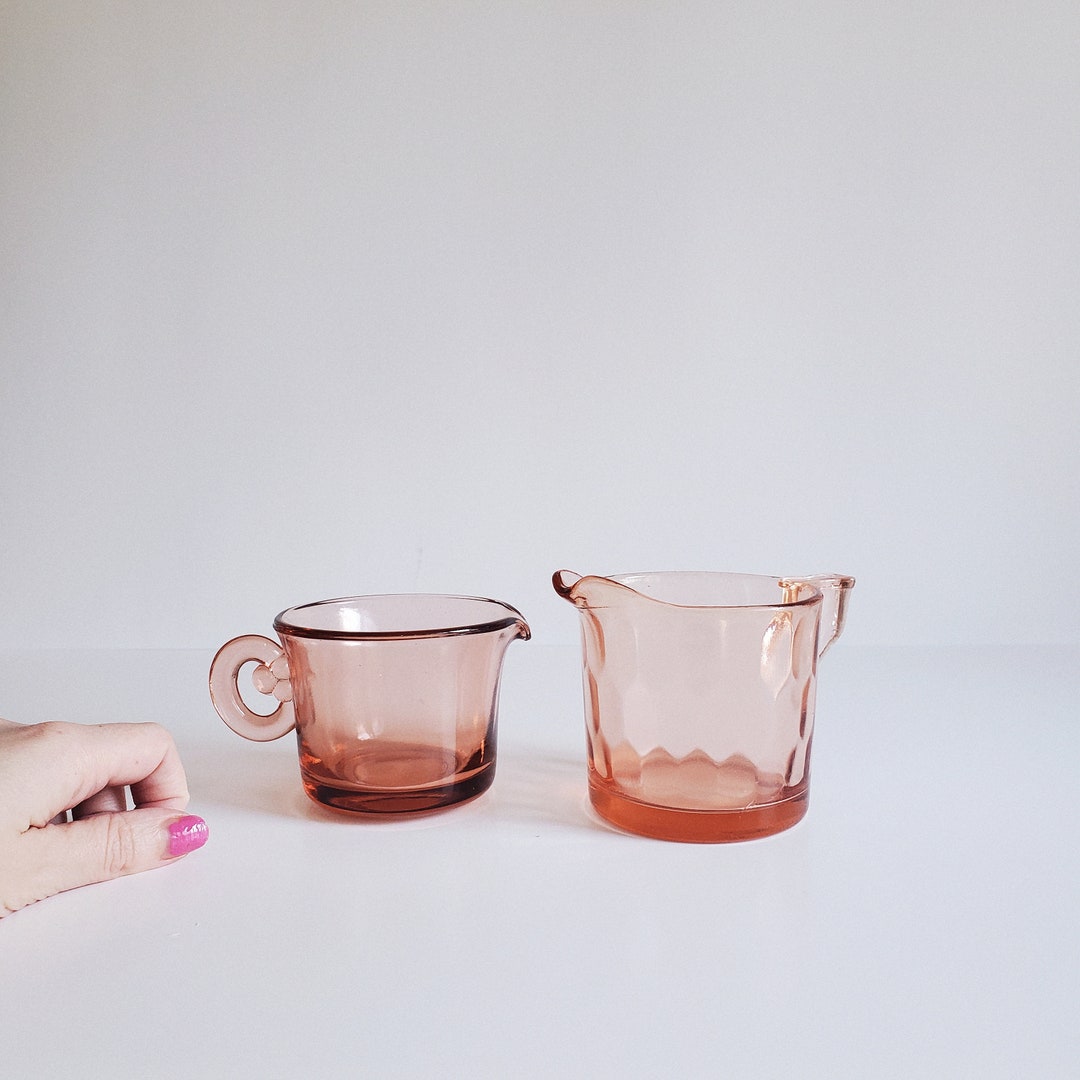 Vintage Pink Depression Glass Creamers, Art Deco Pink Glassware - Etsy