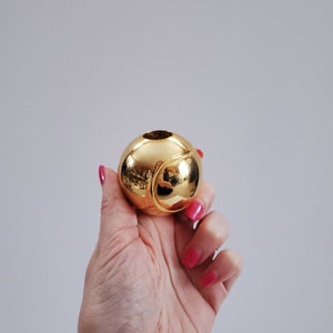 Vintage Mid Century Modern Solid Brass Ball Candlestick Holder