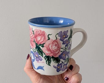 Vintage Mirabelle Garden 1990 Floral Mug, Potpourri Press Planter Holder
