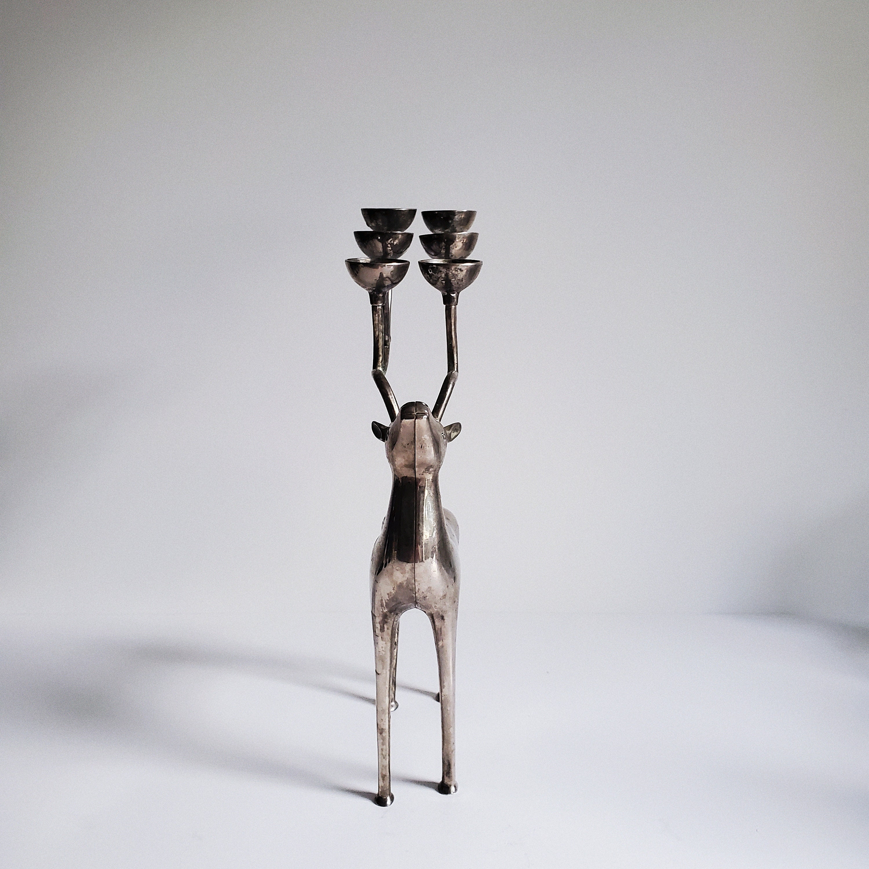 Vintage Silver Reindeer Candelabra Christmas Decor Metal Etsy