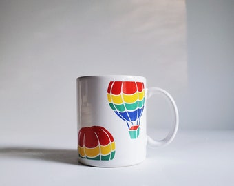 Vintage 1980s Hot Air Balloon Mug, FTD "Pick Me Up" Hot Air Balloon Mug