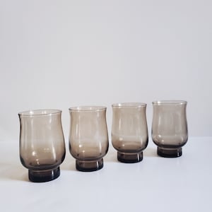 Vintage 1970s Dominion Smokey Brown Goblets - Mid Century Barware, Set of 4