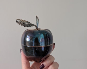 Vintage Silver Plated Apple Shaped Trinket Dish, Retro kitchenware