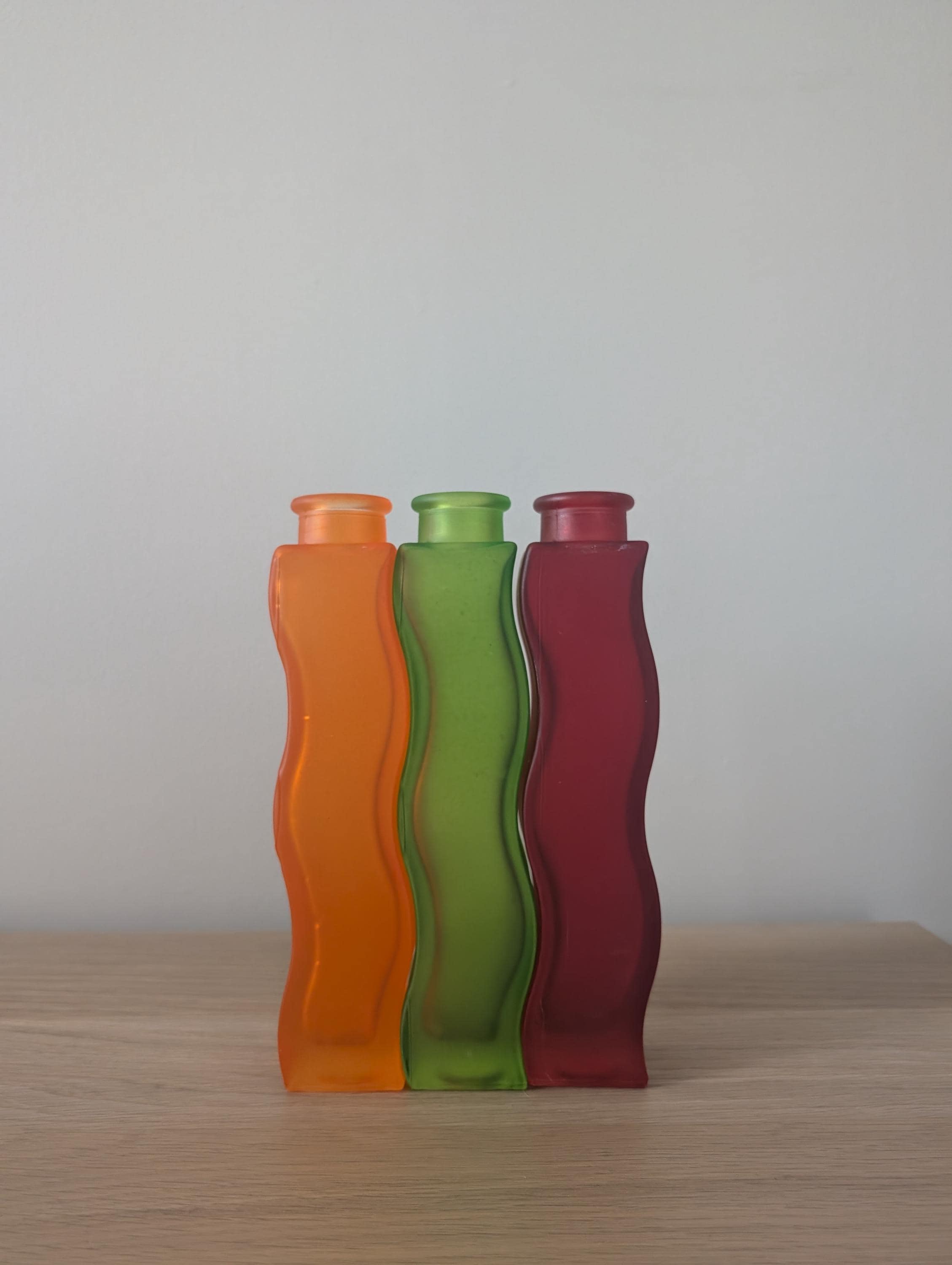 90s ビンテージ　IKEA カラフルガラス花瓶セット 90年代　イケア Vintage 1990s IKEA Skamt Wavy Glass Bud Vase - Etsy