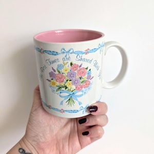 Vintage 1980s Russ Berrie Coffee Mug: Floral Bouquet Design