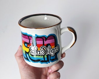 Vintage 1980s Las Vegas Speckled Ceramic Coffee Mug