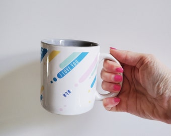 Tazza da caffè vintage degli anni '80 "I Love You Mom", tazza regalo per la festa della mamma, regalo per lei