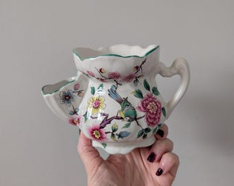 Vintage 1950s Old Foley James Kent Staffordshire Chinese Rose Porcelain Shaving Scuttle Mug