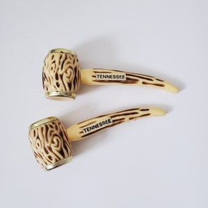 Salero y pimentero de plástico vintage de Tennessee con forma de pipa, juego de salero y pimentero retro