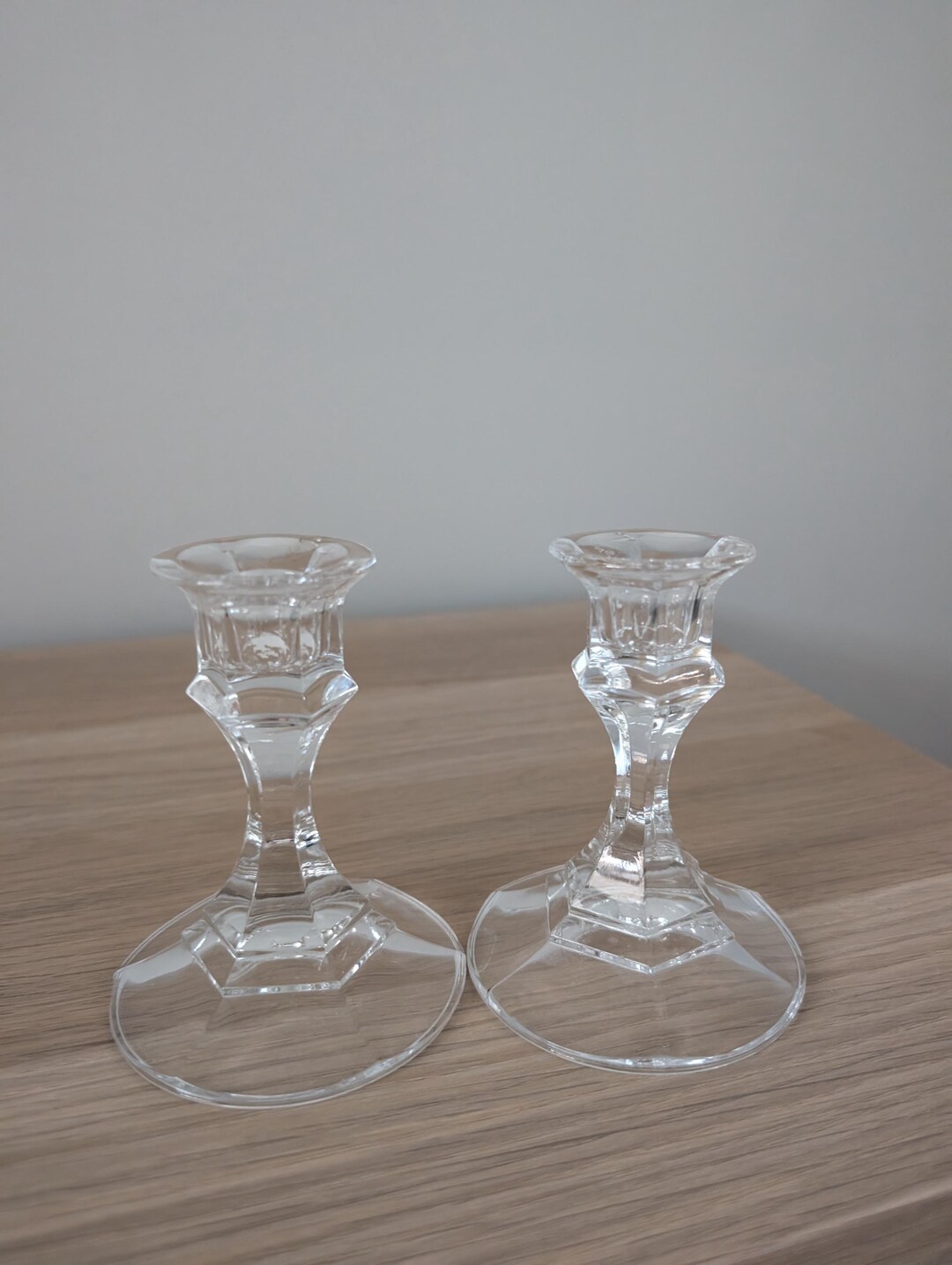 Vintage Clear Glass Candlestick Holders, Taper Holders, Set of 2 - Etsy