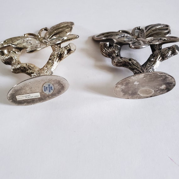 Boucles D'oreilles Anciennes Vintage Forme Papillon - Argent Plaqué, Occasion, Voir Photos