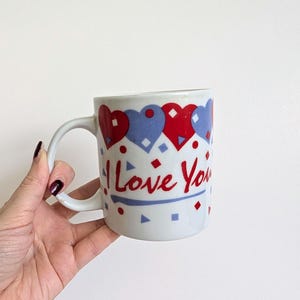 Vintage 1980s "I Love You" Coffee Mug, Boyfriend Girlfriend gift, Husband Wife present, Retro mugs