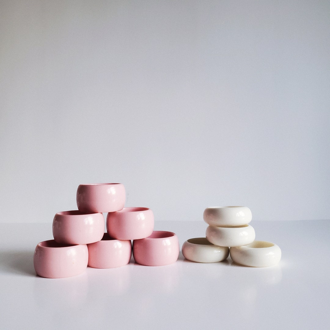 Vintage 1980s Pink and White Plastic Napkin Ring Holders Set - Etsy Australia