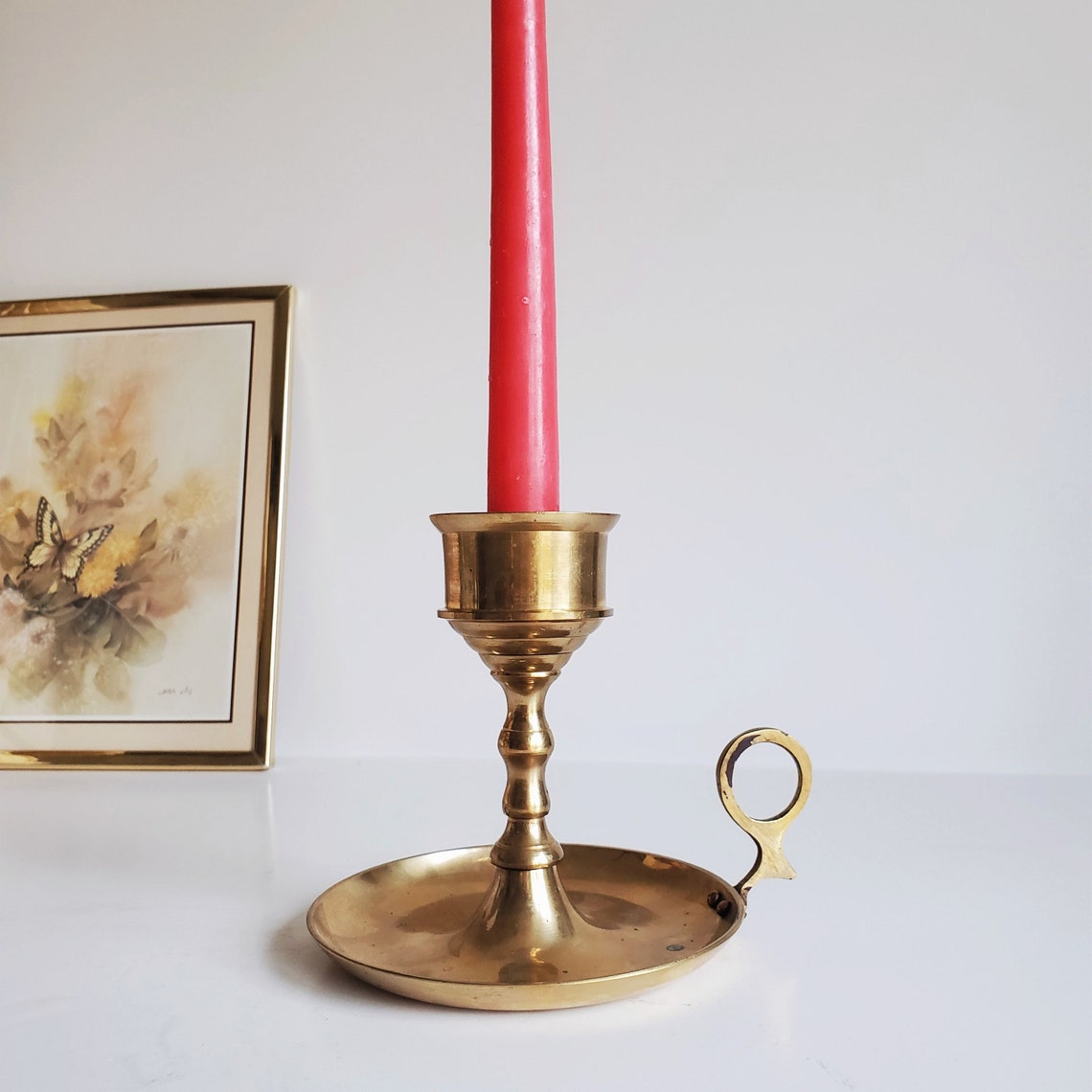 Vintage MCM Solid Brass Chamber Candle Stick Candle Holder Etsy