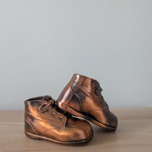 Vintage Copper Bronze covered Baby Shoed with laces detail, Planter/Plant Pot, Antique Copper