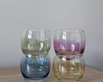 Set of 4 Federal Glass Roly Poly Ombre Glasses, MCM Barware