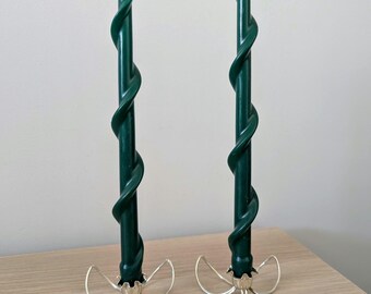 Set of 2 MCM Lotus Flower Candle Holders, Ornate Silver Metal Home Decor