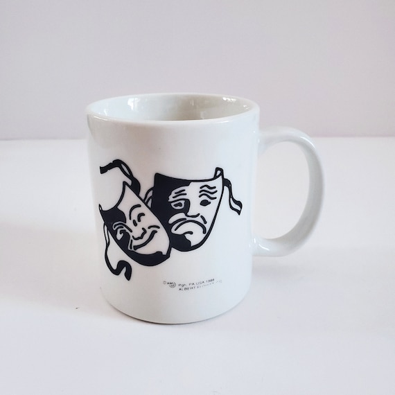 Vintage 1980s Albert Elovitz Comedy Tragedy Theatre Coffee Mug