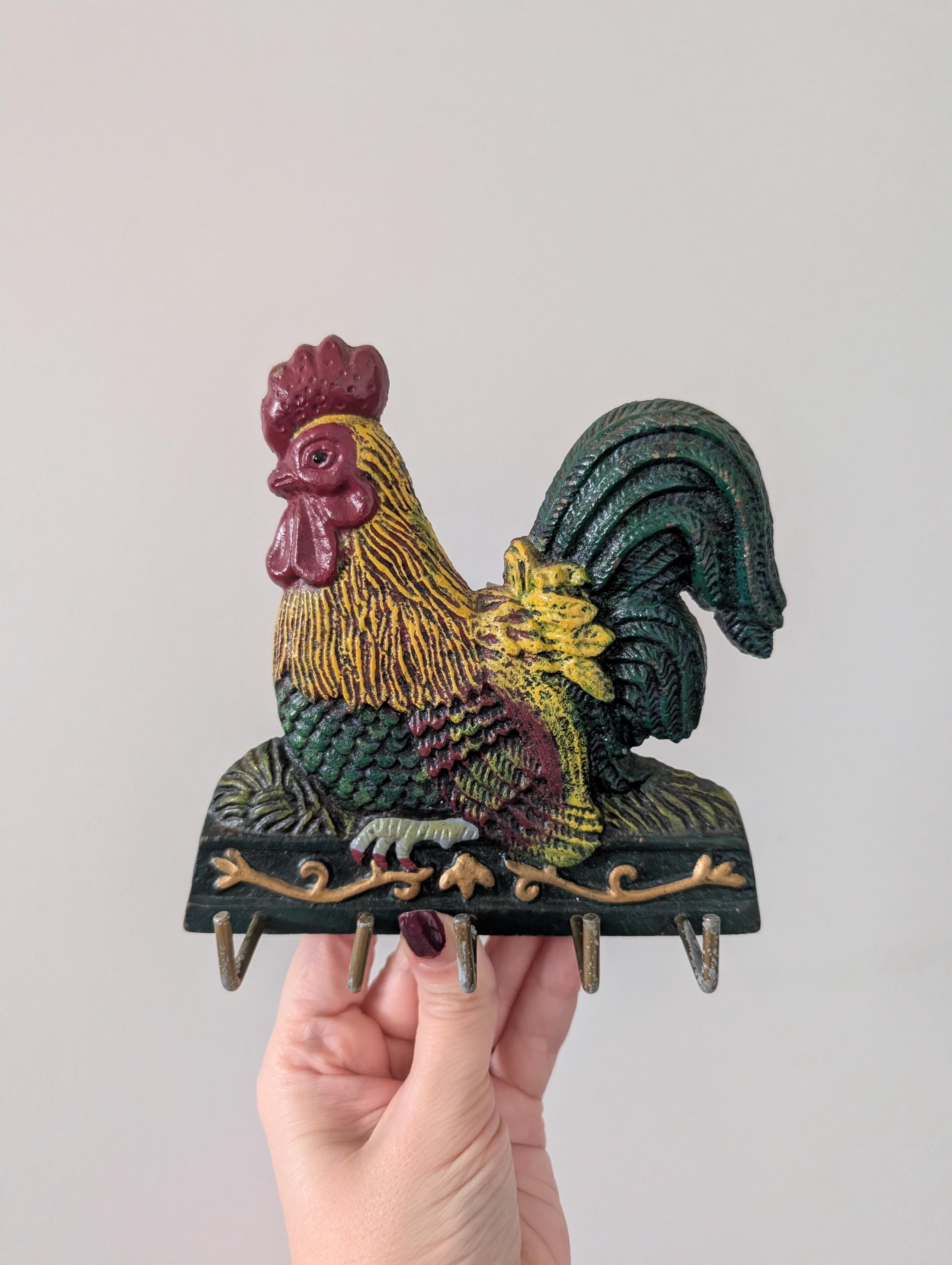 Roaster Key Rack Vintage Cast Iron Rooster Key Holder, Wall Hanging Organizer - Etsy