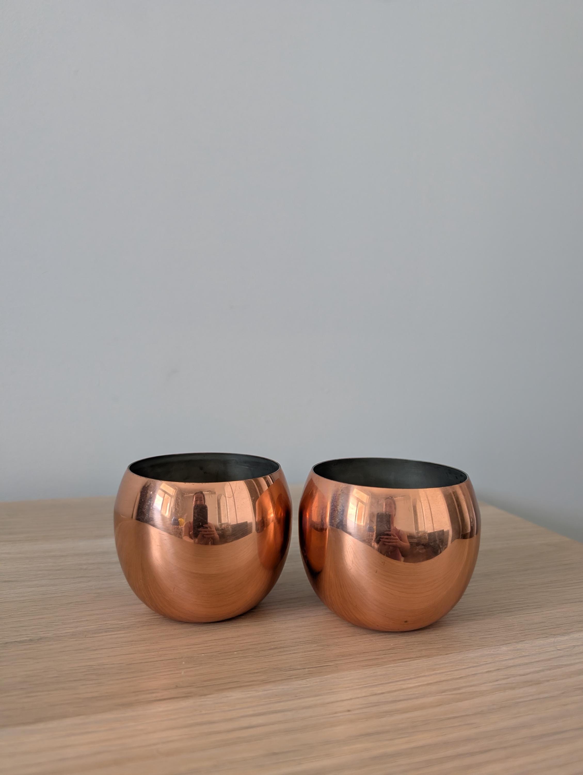 Vintage MCM Copper Roly Poly Cups - Coppercraft Guild Set of 2 - Etsy