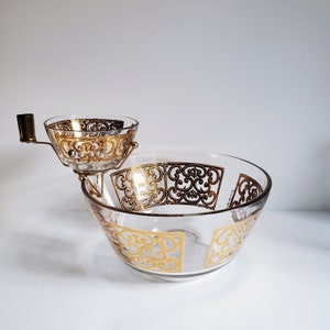 Vintage 1960s Georges Briard Gold Scroll Chip & Dip Set