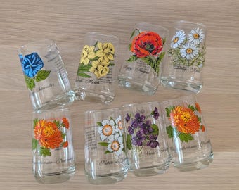 Vintage Brockway Flower of the Month Tumbler, Floral Glassware, Collectible Drinkware
