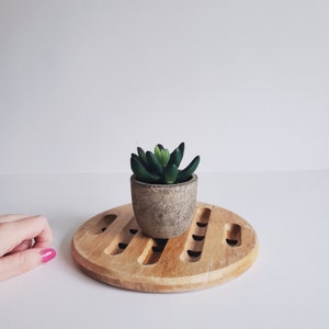 Vintage 1970s Mid Century Modern Wooden Trivet, Pot Holder, Plant Stand, Boho, Basket Wall image 6