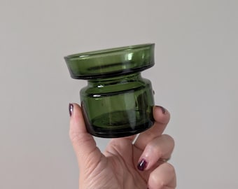 Vintage Dansk Green Glass Candlestick Holder, Jens Quisgaard Design