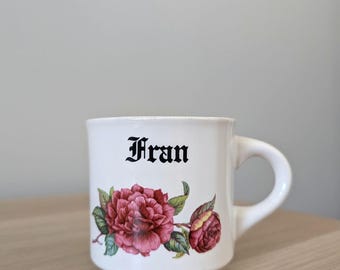Vintage "Fran" Name Coffee Mug, Retro Floral Design by Papel