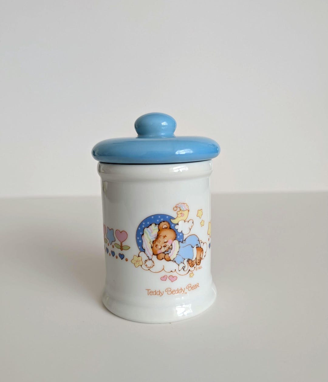 美品✨ビンテージ デッドストック teddy beddy bear キャニスター Vintage Enesco Teddy Beddy Bear Dresser Jar, 1982, Blue Ceramic - Etsy