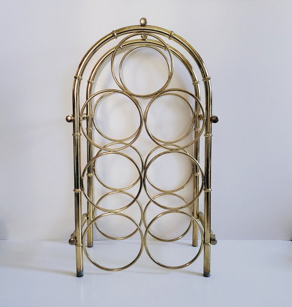 Vintage Brass Wine Rack Retro Faux Bamboo Wine Holder - Etsy Australia