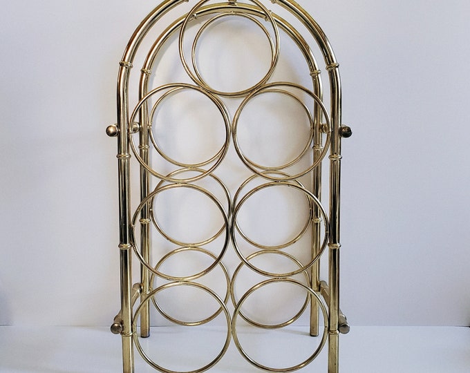 Vintage Brass Wine Rack Retro Faux Bamboo Wine Holder Etsy
