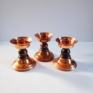 ヴィンテージ 1960 年代 コッパークラフト ギルド キャンドルホルダー、アールデコ、素朴な装飾