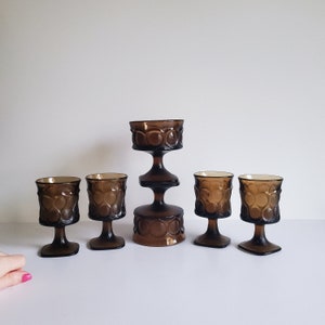 Vintage Noritake Spotlight Goblet: 1970s Smoke Brown Glass