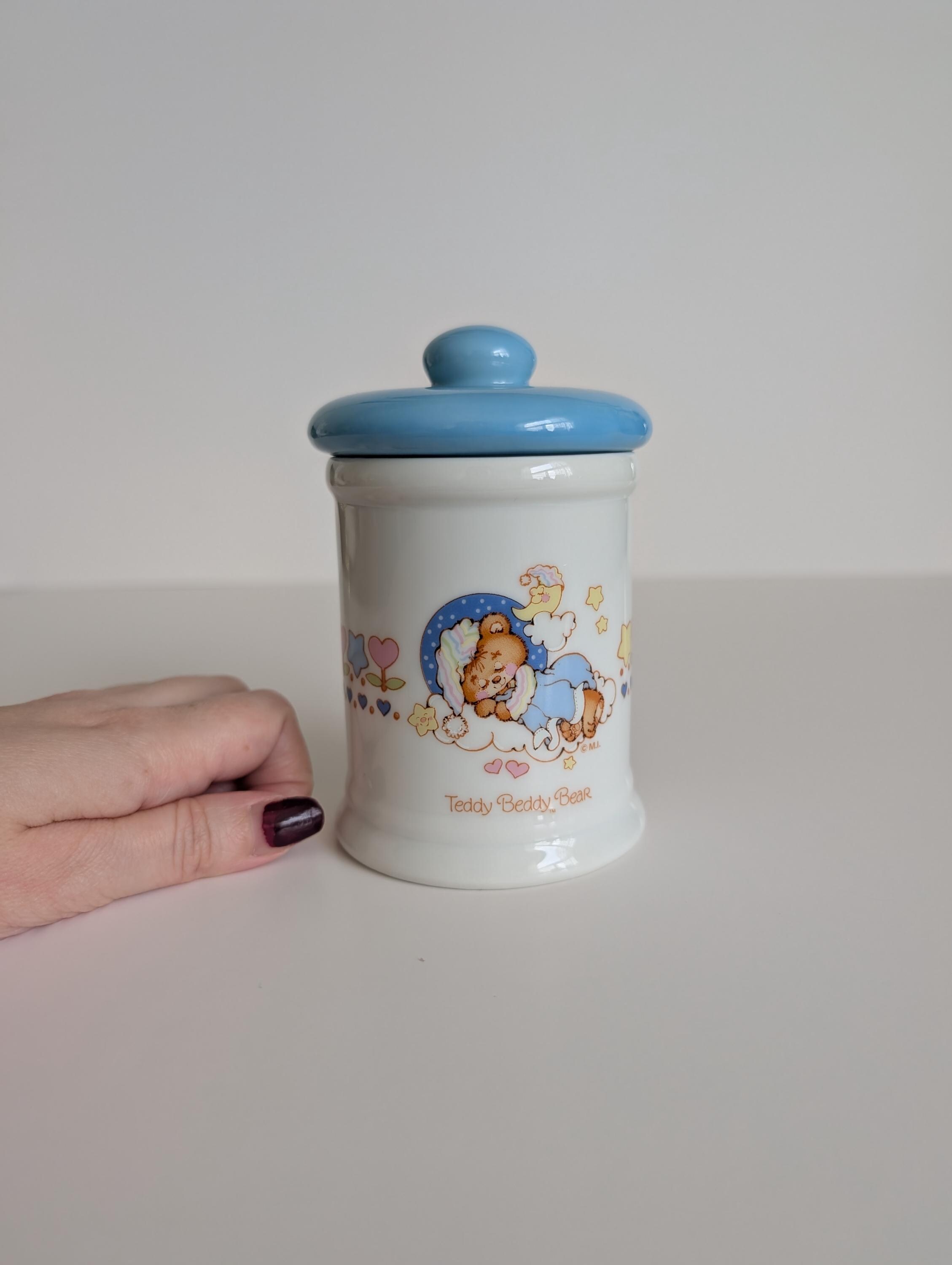 Vintage Enesco Teddy Beddy Bear Dresser Jar, 1982, Blue Ceramic - Etsy