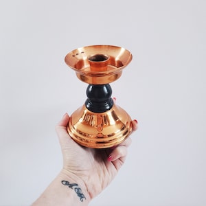 Vintage 1960s Coppercraft Guild Candle holder, Art deco, Rustic Decor