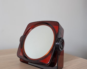 Vintage MCM Plastic Double Sided Magnifying Tabletop Vanity make up mirror