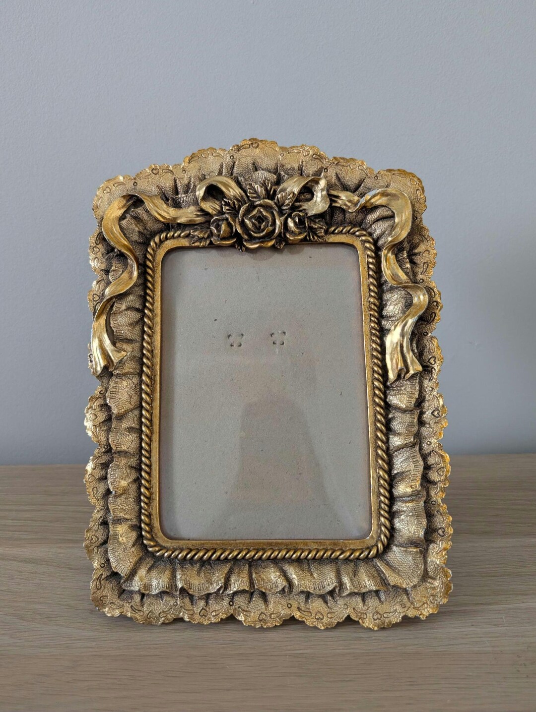 Vintage Ornate Gold Picture Frame With Embossed Roses and Ribbon Design ...