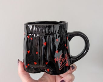 Vintage 1980s Hot Stuff Boxer Coffee Mug, Red Hearts, Papel Planter Mug
