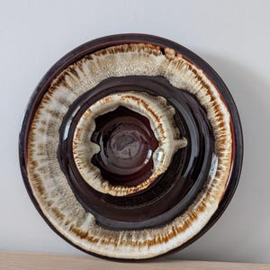 Vintage Pfaltzgraff Mid Century Brown Drip Pottery serveringsfat, pommes frites, grönsaker och dipp retro fat