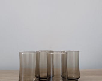 Vintage Libbey Smoked Glass Tumblers, Set of 4