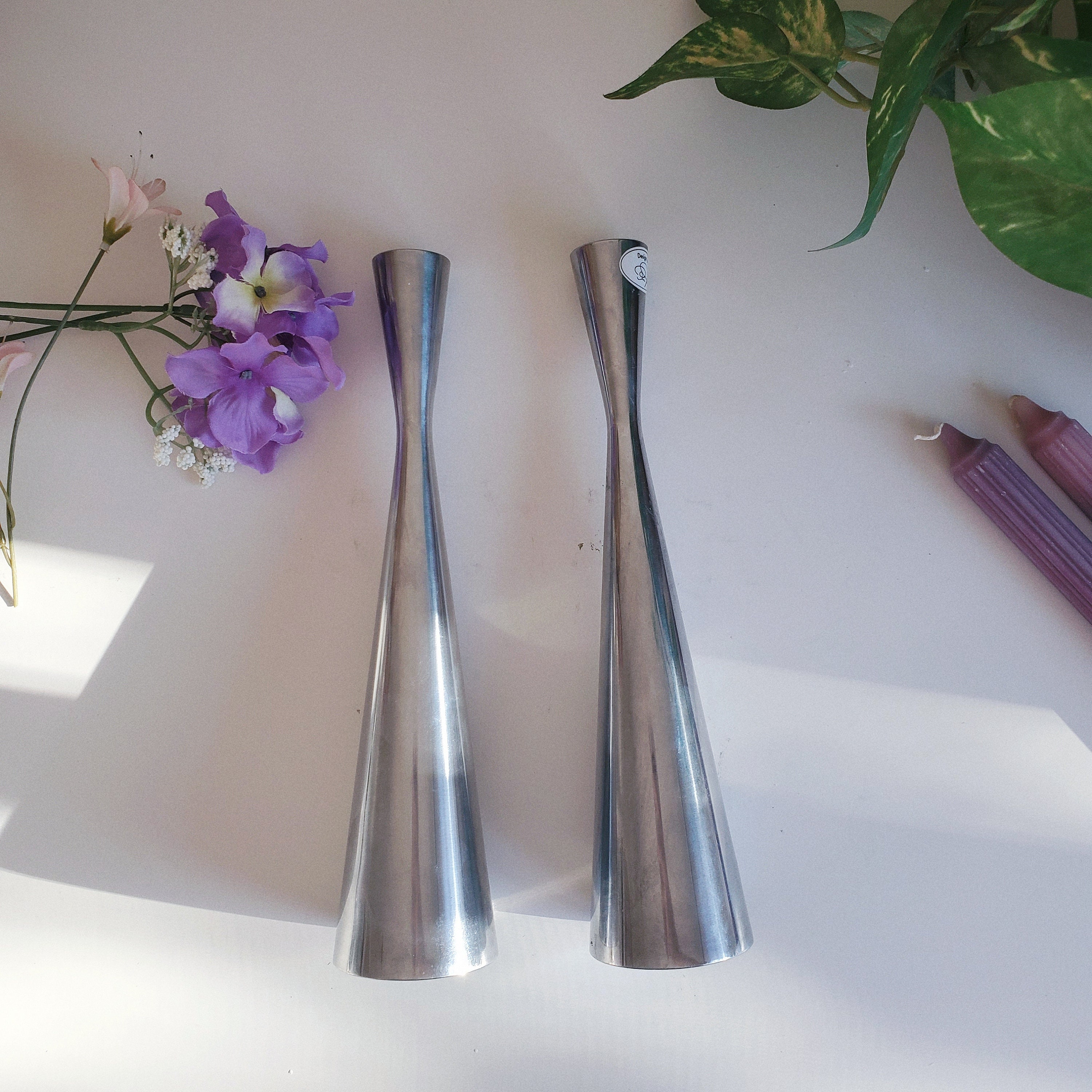 Vintage Set of 2 IKEA Hourglass Shaped Steel Taper Holders Etsy