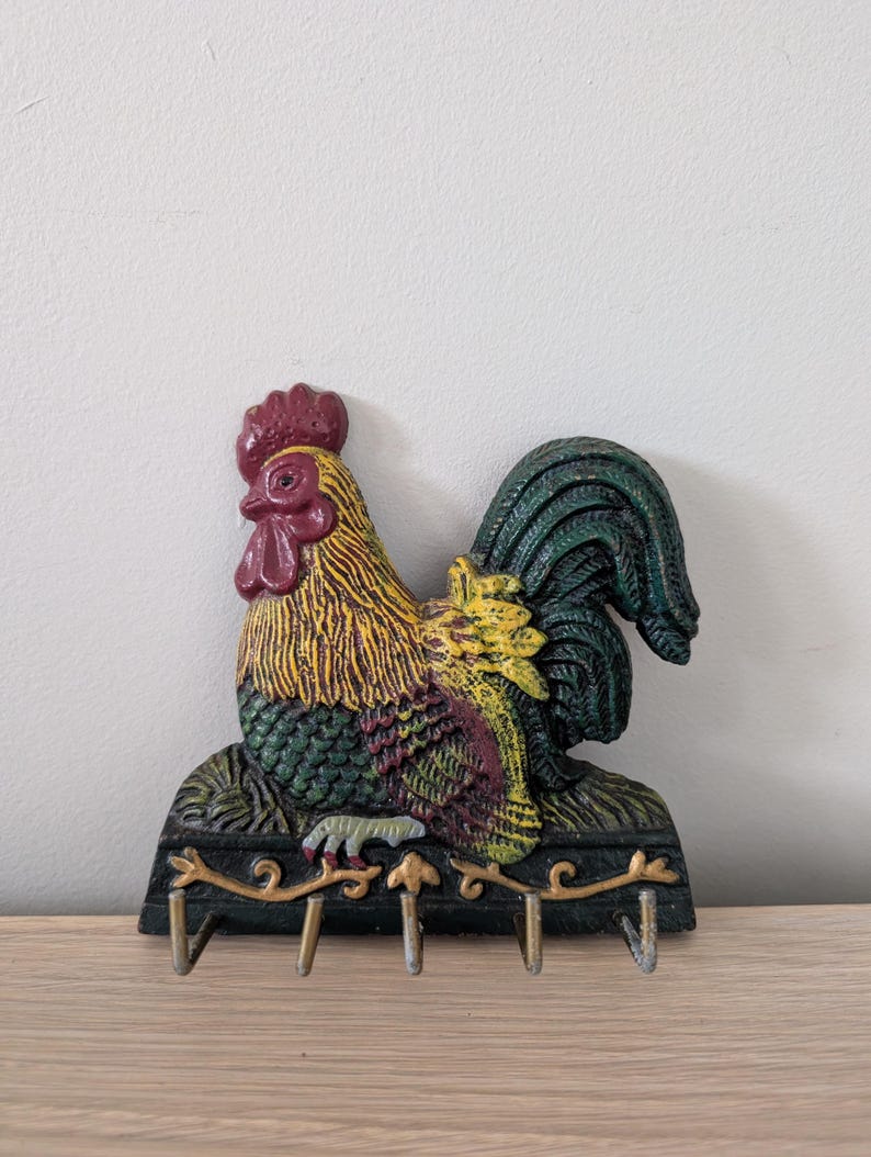 Roaster Key Rack Vintage Cast Iron Rooster Key Holder, Wall Hanging Organizer - Etsy